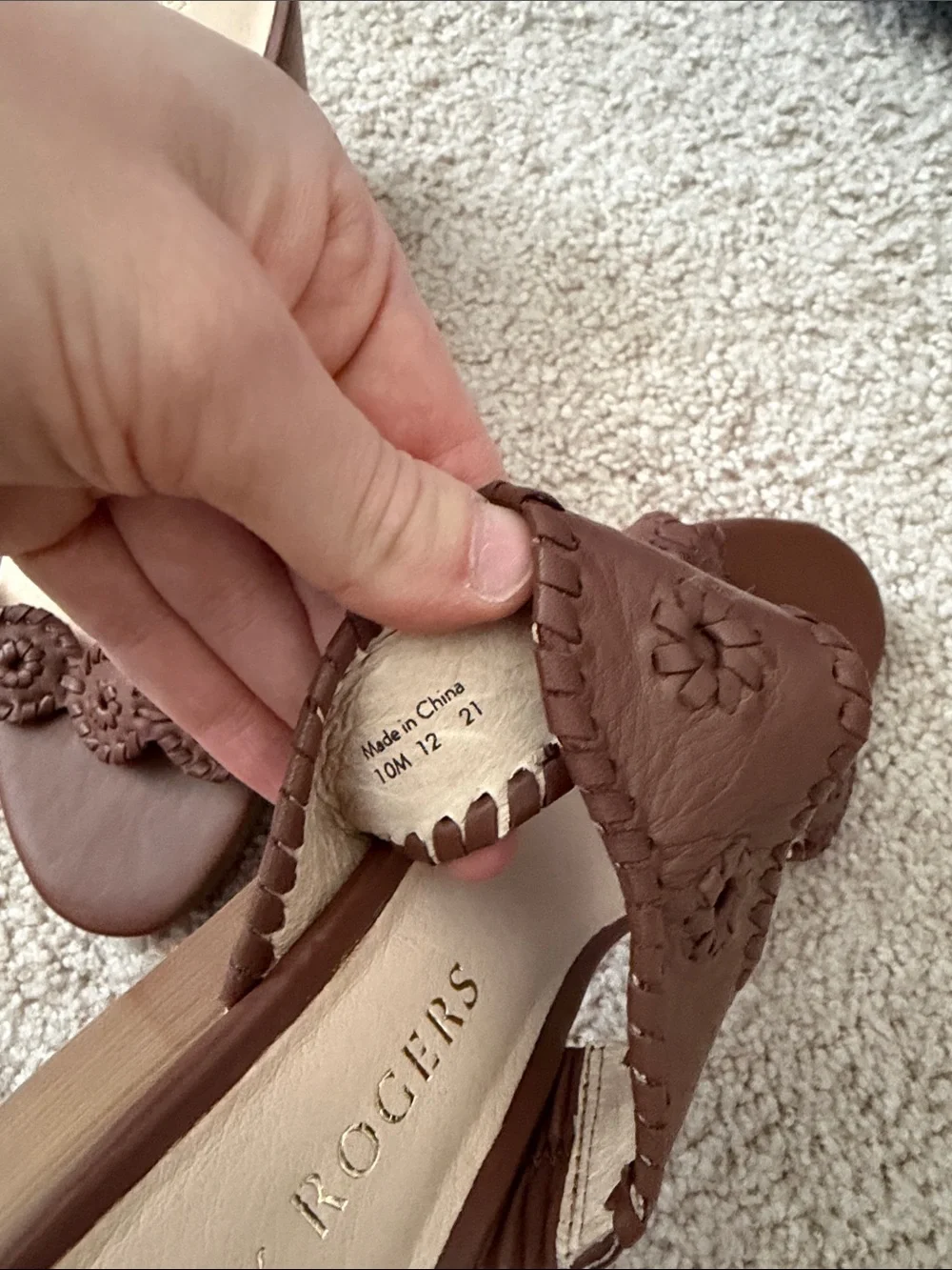 NWOT Jack Rogers Brown Leather Wedge Sandals 10M
